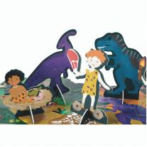Пъзел с фигурки за игра Floss & Rock, Дино, 60 части