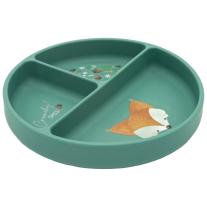 Силиконова чиния за хранене с вакуумна основа и три разделения Sassi 6м+ Лисица