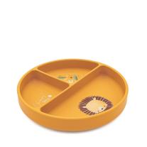 Силиконова чиния за хранене с вакуумна основа и три разделения Sassi 6м+ Лъв