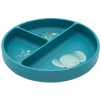 Силиконова чиния за хранене с вакуумна основа и три разделения Sassi 6м+ Слон