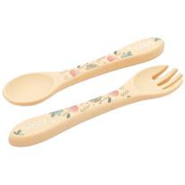 Силиконов комплект за хранене с вилица и лъжица Sassi Ленивец