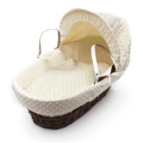 Kinder Valley Плетено бебешко кошче със сенник - кремаво