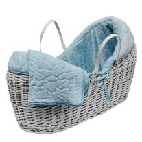 Kinder Valley Плетено кошче за бебе със син спален комплект