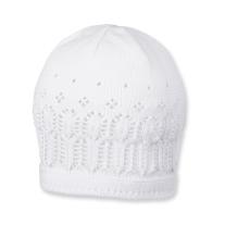 Sterntaler Бяла памучна плетена шапка