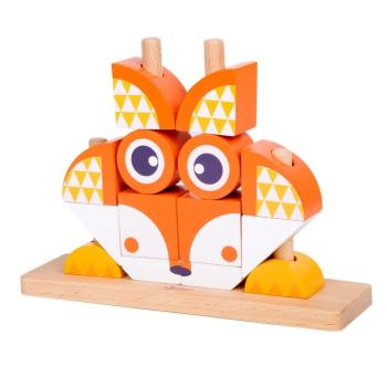 Classic World - Дървен пъзел с кубчета - Лисица