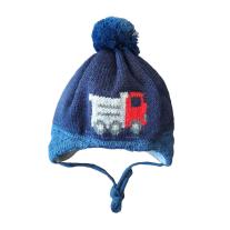 Maximo Зимна плетена шапка с връзки Камионче синя