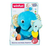 Плюшен слон с бебе слонче-дрънкалка WINFUN LITTLE PALS 