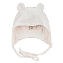 Bio Baby Бебешка шапка с уши от 100% органичен памук екрю