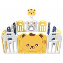 Бебешка ограда Sonne ZOO с баскетболен кош - бяло-синьо-жълто