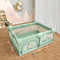 Бебешка кошара със зелен дизайн SONNE TurboTots Arena 150x180