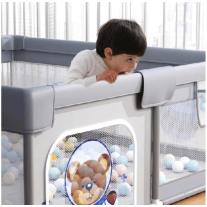 Бебешка мека ограда с цип Sonne Charlie Grey в комплект с мек килим и топки