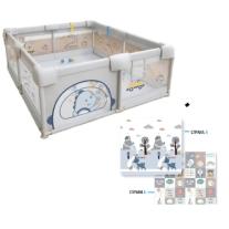 Бебешка мека ограда с цип Sonne Kai Grey Junior в комплект с мек килим и топки