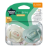 Ортодонтични залъгалки Tommee Tippee ANY TIME 6-18м, бежова и зелена с декор KIND, в кутия за стерилизиране