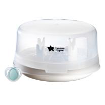 Парен стерилизатор за микровълнова фурна Tommee Tippee Micro Steri с включена ортодонтична залъгалка 0-6м