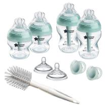 Комплект от самостерилизиращи се бебешки шишета за хранене Tommee Tippee Advanced Anti-Colic+, биберони, залъгалки и четка за почистване на шишета