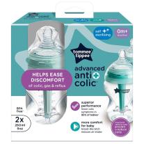 Комплект от самостерилизиращи се бебешки шишета за хранене Tommee Tippee Advanced Anti-Colic+ 260 мл