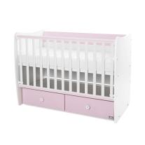 Трансформиращо се легло Lorelli - Matrix, 60 х 120 cm, бяло/orchid pink