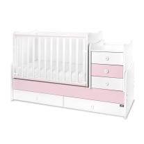 Трансформиращо се легло Lorelli - Maxi Plus, 70 х 160 cm, бяло/orchid pink