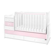 Трансформиращо се легло Lorelli - Maxi Plus, 70 х 160 cm, бяло/orchid pink