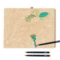 комплект кутия флумастри - четка 24бр. Djeco