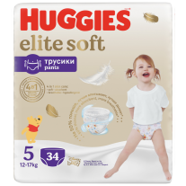 HUGGIES Elite Soft пелени гащички, размер 5, 12 – 17 КГ, 34 броя