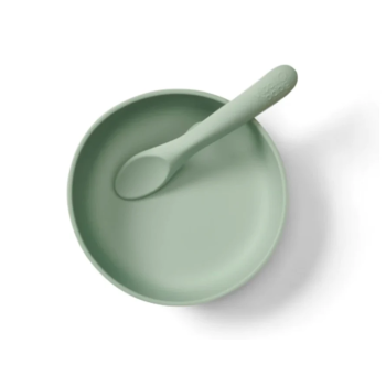 Комплект Силиконова Купа С Вакуум И Лъжичка Mint Vital Baby 4М+