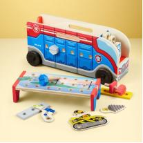 Melissa & Doug - Дървен автобус с подвижна работна маса - Пес Патрул