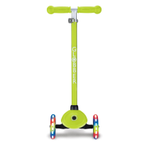 Тротинетка за деца GLOBBER Primo Lights със светещи гуми и регулируема височина Светло зелена