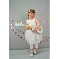 Дървена китара Сребърна с бели точки Jabadabado