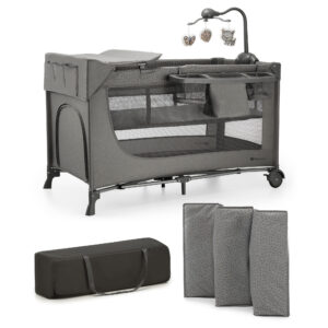 Kinderkraft JOY FULL 2 бебешка кошара с аксесоари DARK GREY