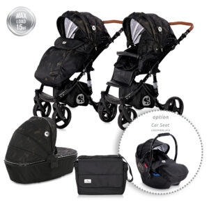 Lorelli Комбинирана количка RIMINI с кош за новородено FOREST Green&Black