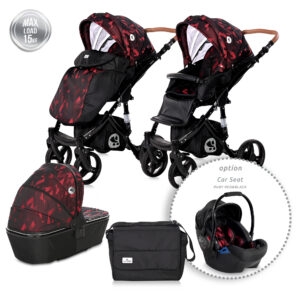Lorelli Комбинирана количка RIMINI с кош за новородено Red&Black