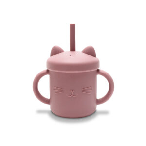 Силиконова чаша с дръжки и сламка Lorelli Deep Pink