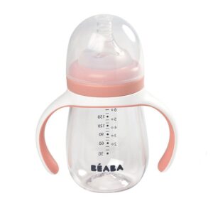 Преходна неразливаща се чаша с биберон 2в1 Beaba, 210 мл, Old Pink