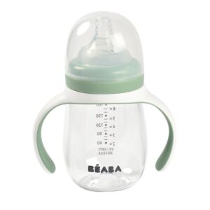 Преходна неразливаща се чаша с биберон 2в1 Beaba, 210 мл, Sage Green