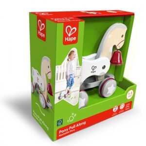 Дървена играчка за дърпане, Hape, Пони, 25.5 см х 24.3 см х 10.5 см
