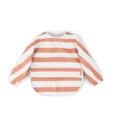Sleeved-pocket-bib-Stripes-Papaya-Front-PS