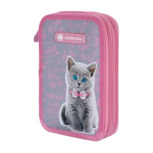 Двоен несесер, Astra, AC2, Pinky Kitty, Без аксесоари, 20,5 x 13 x 4,5 см