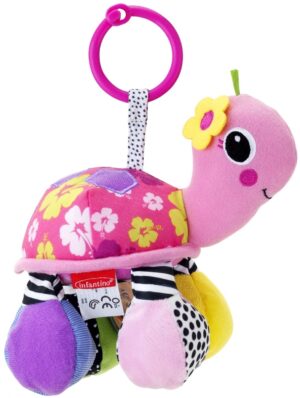 Бебешка мека играчка, Infantino, Розова костенурка с огледало