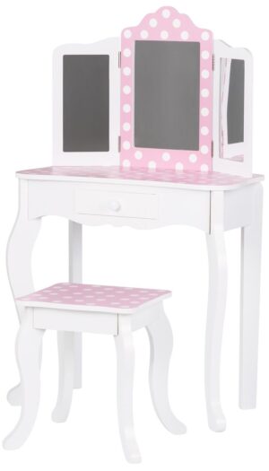 Детска тоалетка с табуретка розови точки Chipolino