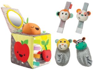 Комплект бебешки играчки, Infantino, Подаръчен комплект, 3 играчки