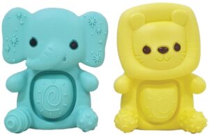 Комплект силиконови бебешки гризалки, Infantino, Слонче и лъвче, 2 броя