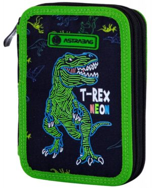 Двоен несесер, Astra, T-Rex Neon, С аксесоари, 20.5 х 13 х 4.5 см