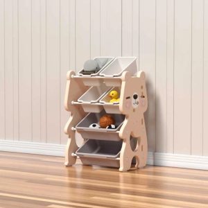 Детска регулируема етажерка за книги и играчки Feelkids Розово мече