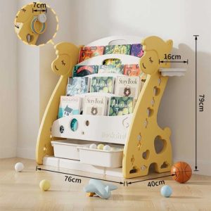 Детска комбинирана етажерка за книги и играчки Feelkids Жълта Алпака