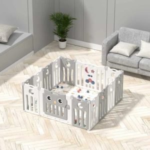 Бебешка ограда за безопасна игра Feelkids Сиво бухалче