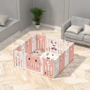 Бебешка ограда за безопасна игра Feelkids Розово бухалче