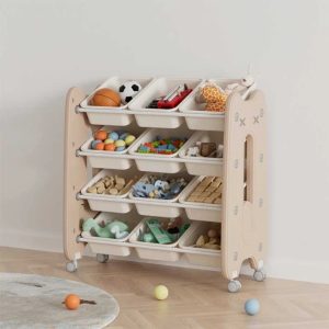 Подвижен пластмасов органайзер за детски играчки Feelkids кафяв