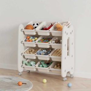 Подвижен пластмасов органайзер за детски играчки Feelkids бял