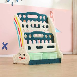 Комбинирана детска етажерка за книги и играчки Feelkids зелена